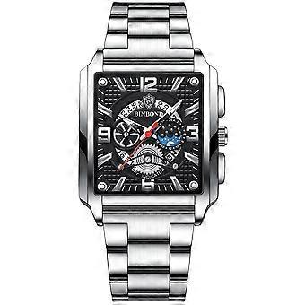BINBOND heren lichtgevend quartz horloge, kleur: wit-zwart