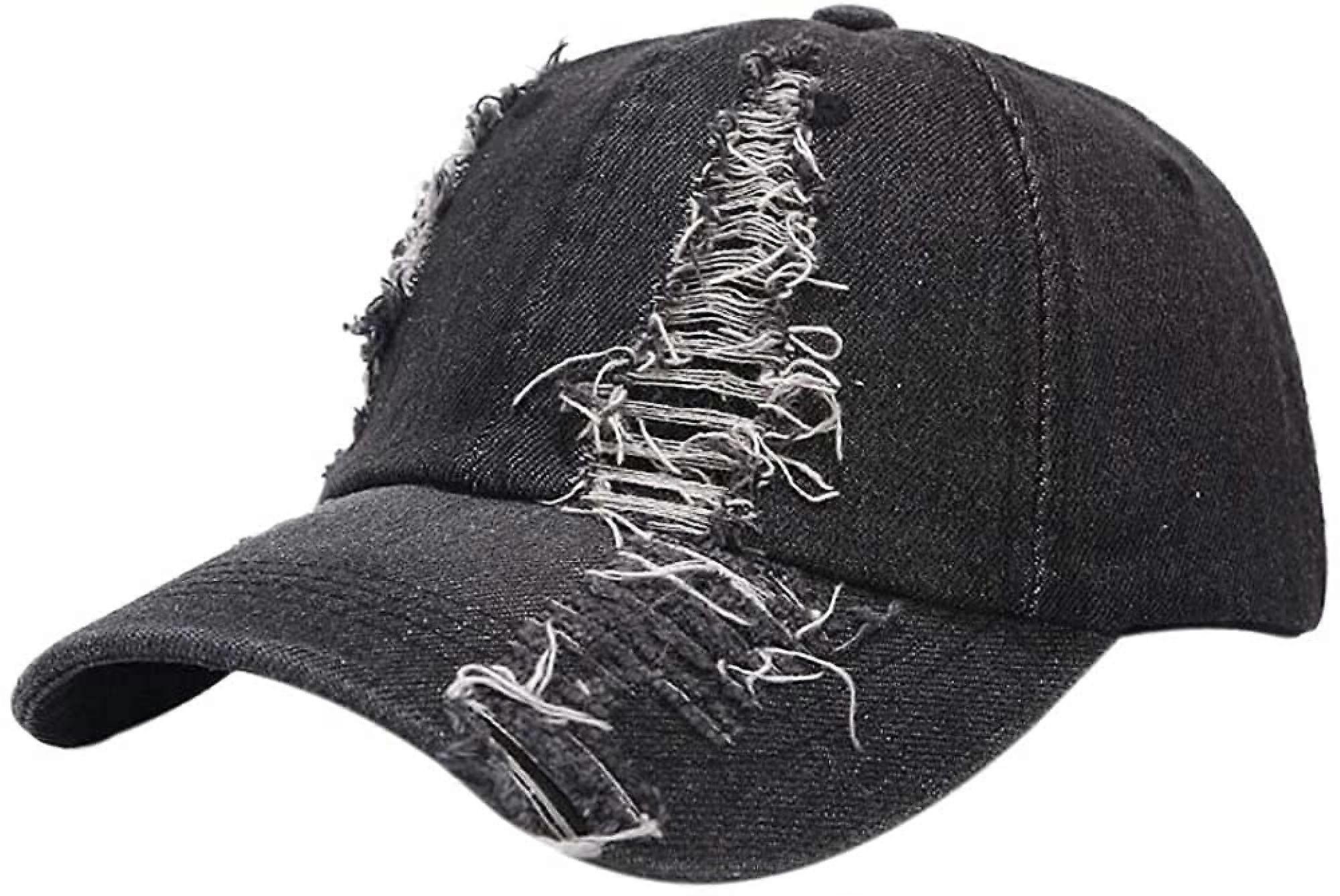 Unisex Ripped Distressed Denim Baseball Cap Trucker Hat Adjustable