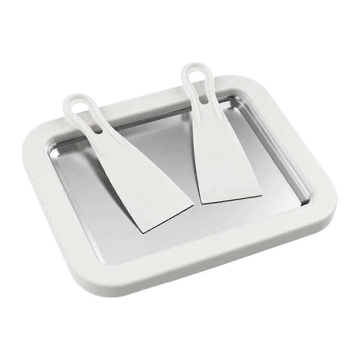Ice Cream Maker Pan with 2 Scrapers DIY Yogurt Ice Cream Maker Plate Multifunctional Cold Sweet Fri