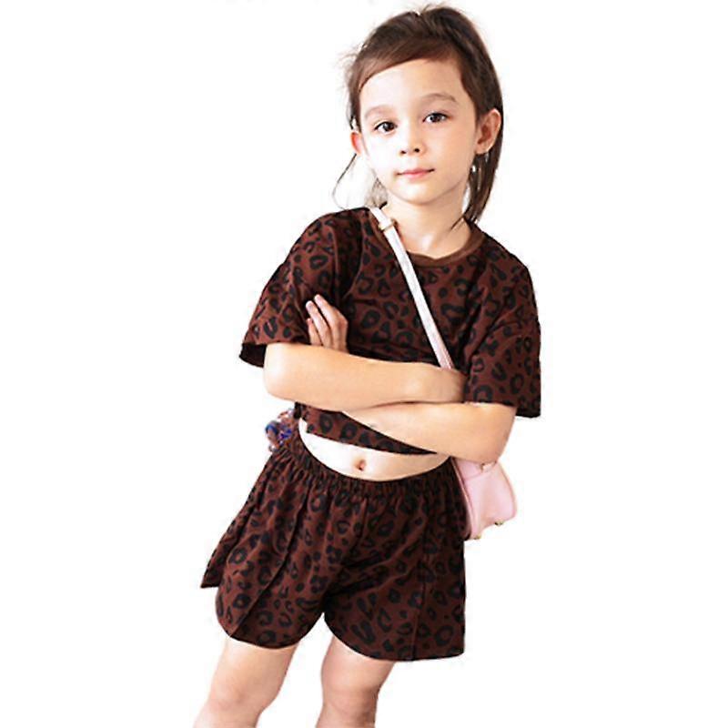 Girl Leopard Shorts Set Summer Two Piece Outfits