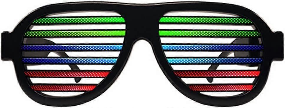 Light Up Shutter Glasses by Glowseen - Sound Reactive - USB Rechargeable Rave Glasses - Black