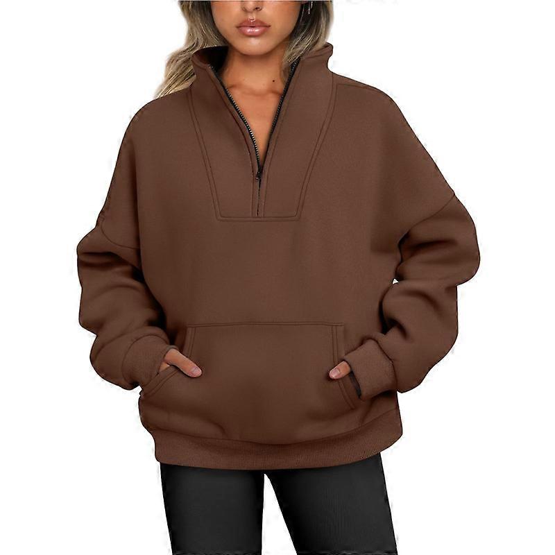 Womens Half Zip Sweatshirt Casual Long Sleeve Stand Collar Pullover Jacket
