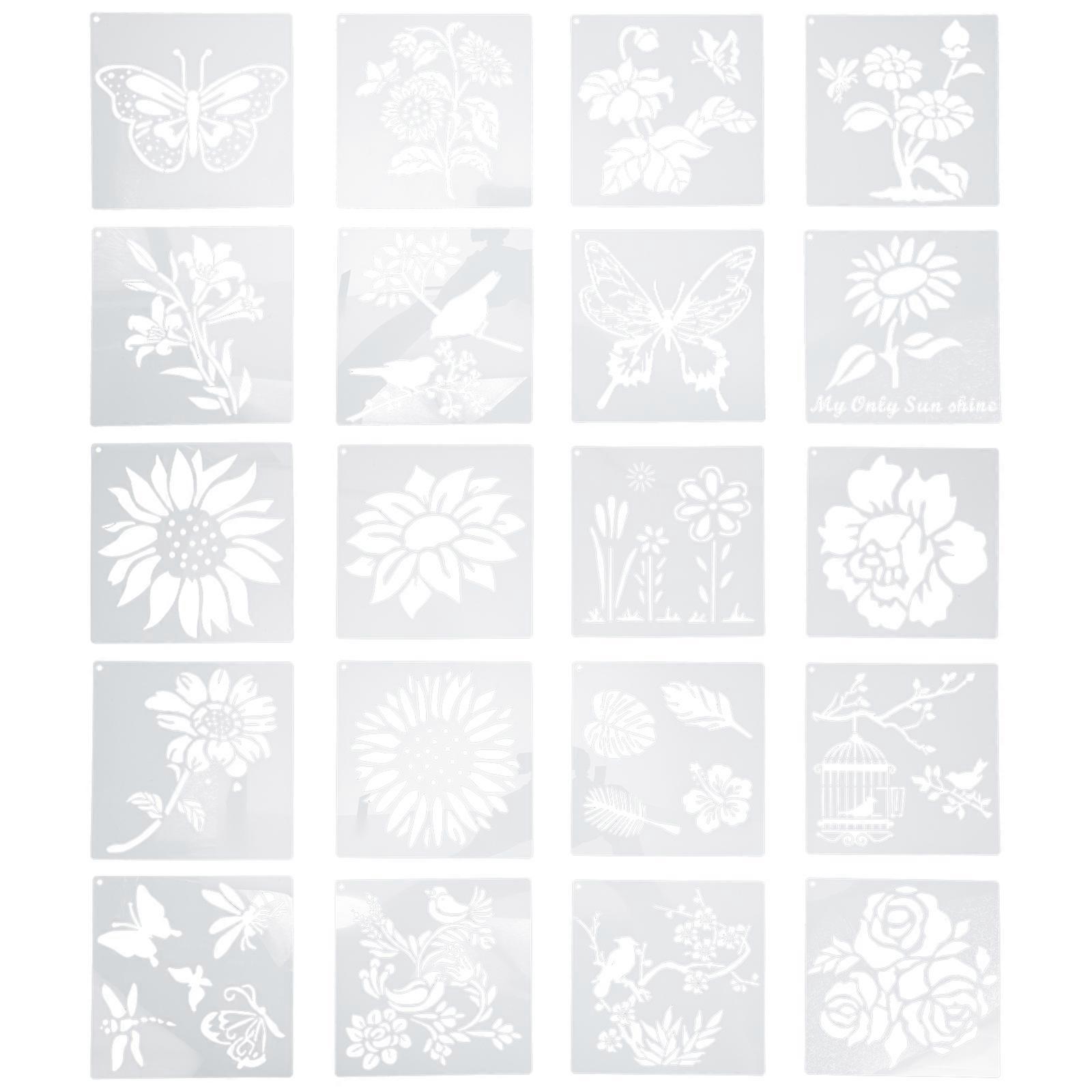 20pcs Creative Butterflies Themed Stencils DIY Drawing Templates (White)