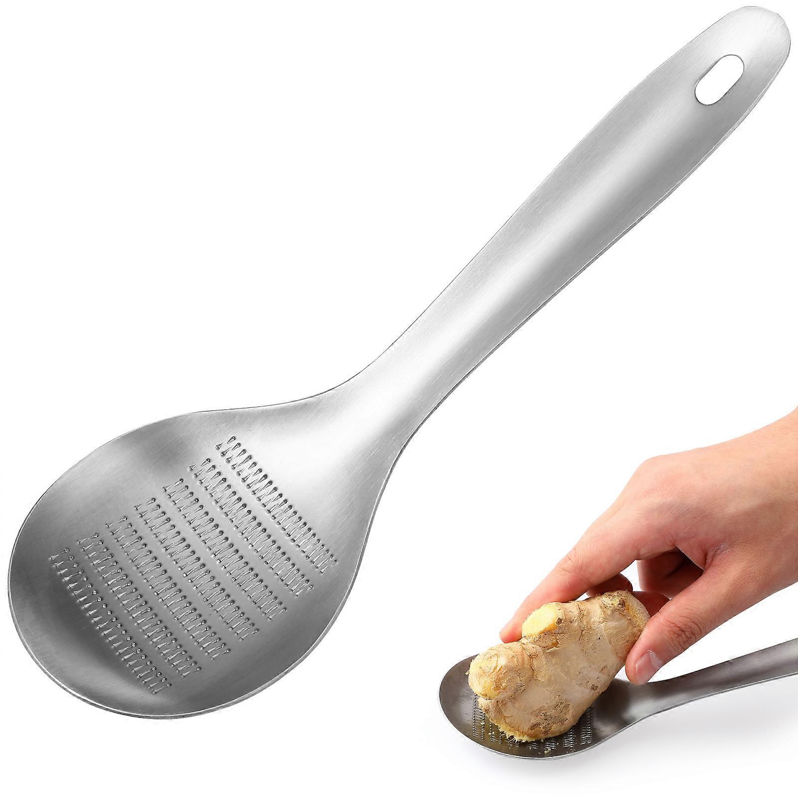 Multi-functional Spoon Shape Stainless Steel Ground Ginger Garlic Crusher Grater Mill Mud Grinding Kitchen Tool