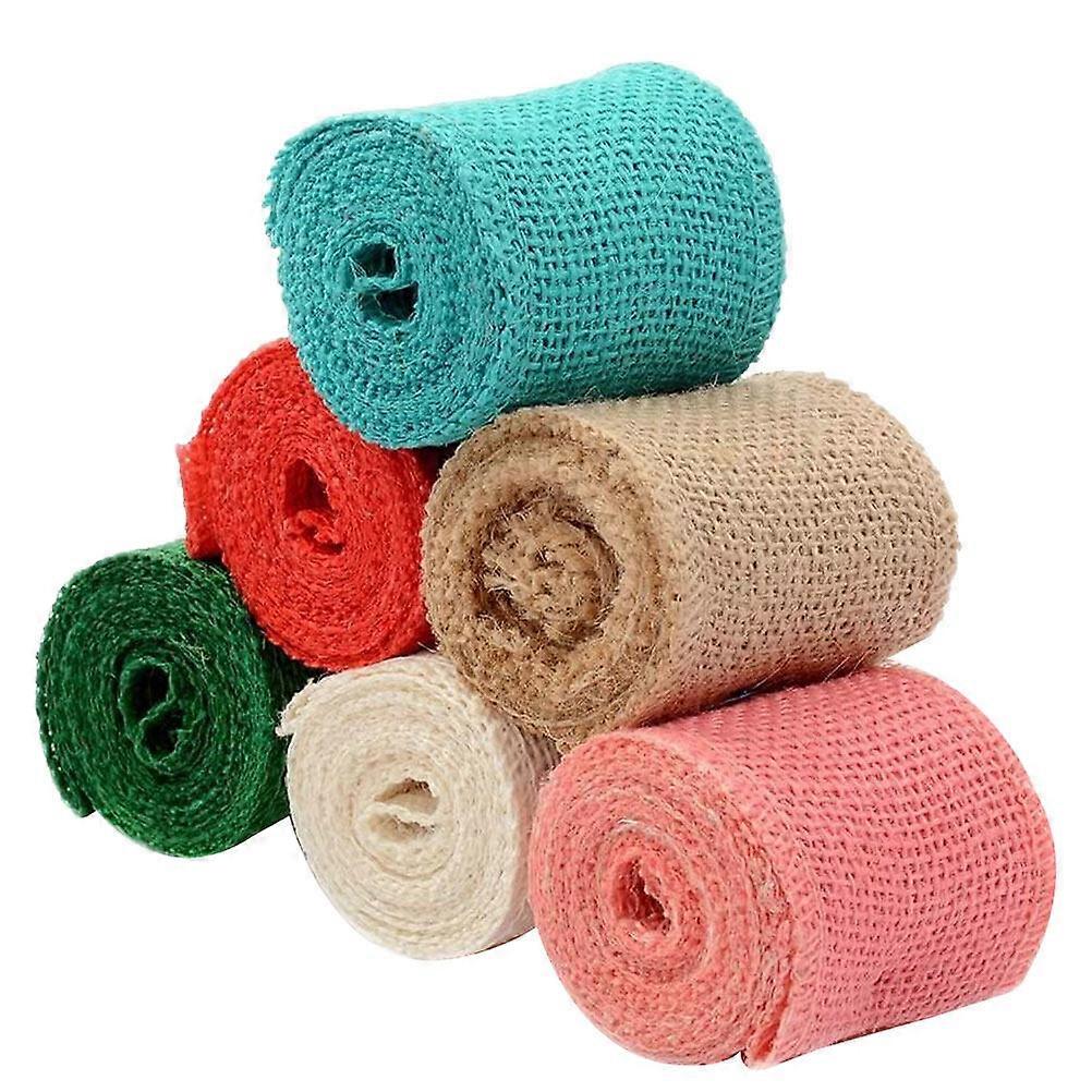 6 Pcs Gift Ribbons Burlap Streamers Burlap String Crafts Craft Burlap Roll Wide Burlap Ribbon