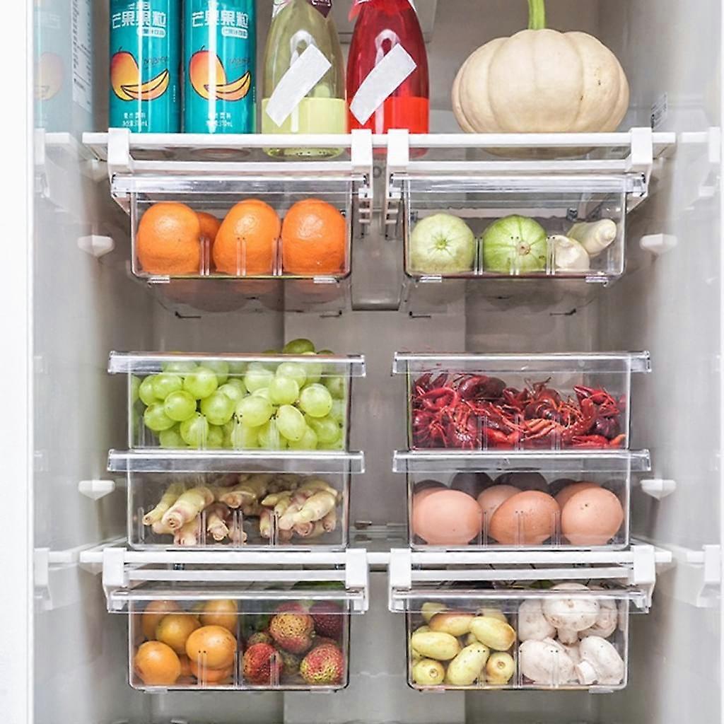 Large Storage Box With Handle - Ideal For Kitchen Storage, In The Kitchen Cupboard Or As A Fridge Box - 4 Pieces, Transparent