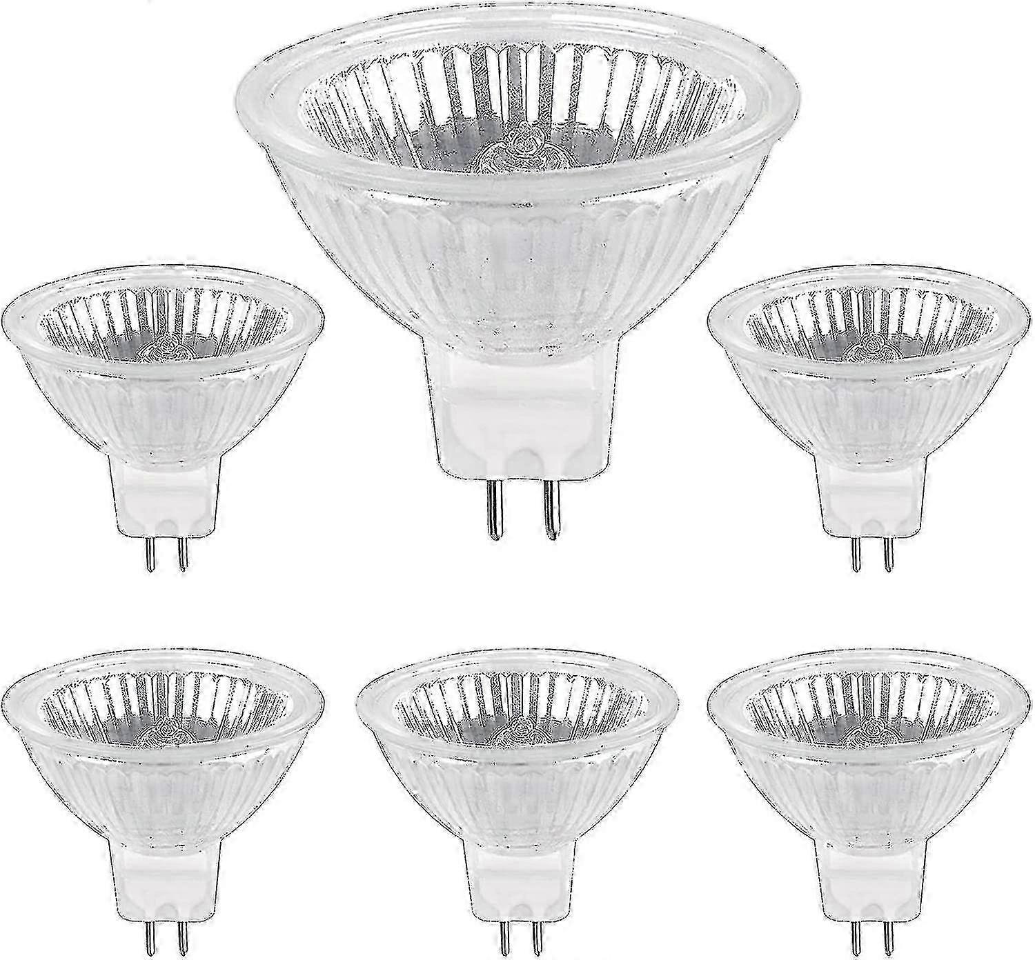 مصباح هالوجين Gu5.3 50 واط 12 فولت، 800 لومن أبيض دافئ 2700 كلفن قابل للتعتيم، مصباح هالوجين كشاف Mr16، عبوة من 6 قطع