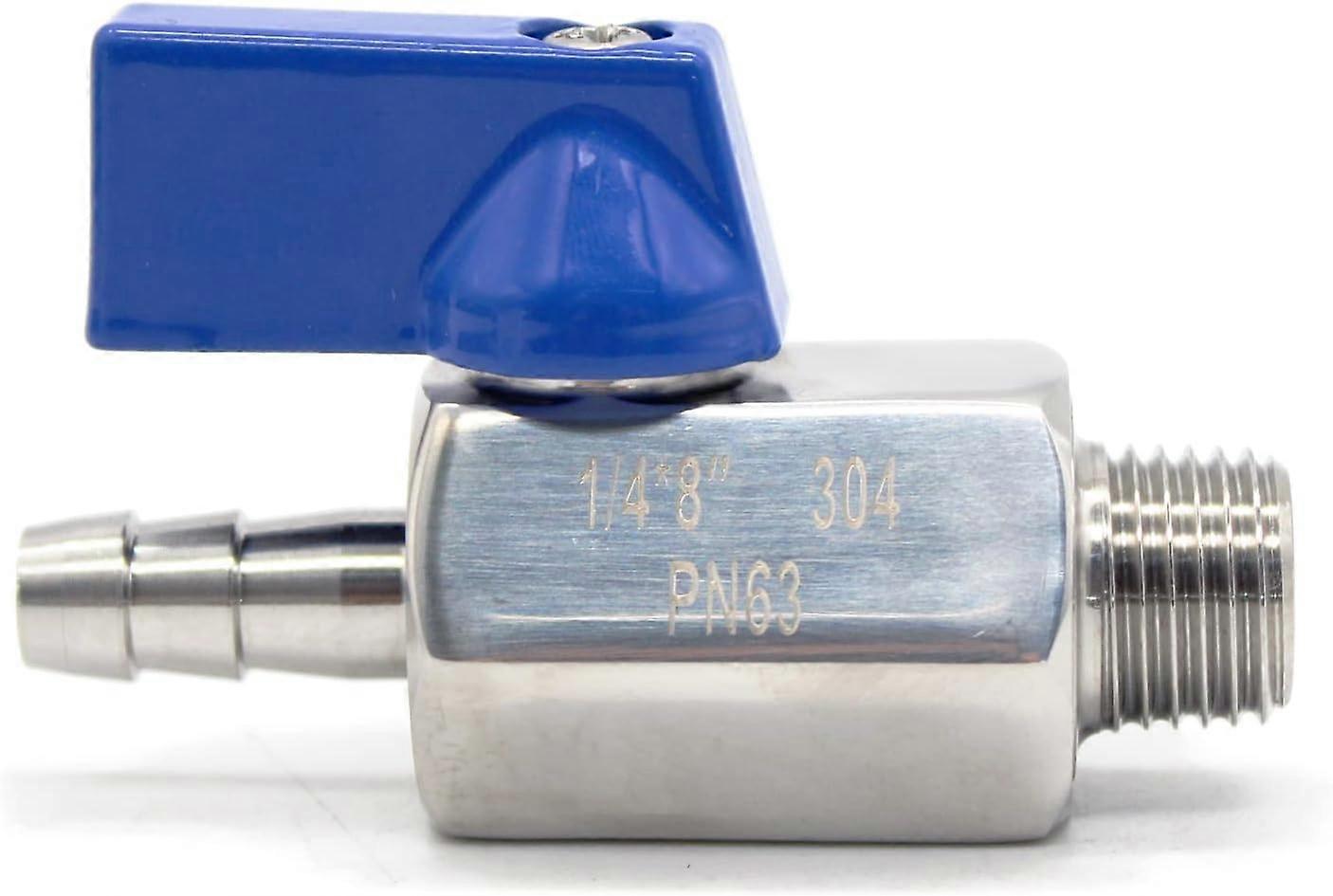 Rustfritt stål 304 Mini Type Kuleventil BSP Hann x Slangeadapter Kuleventil Hannadapter 1/4"x8mm