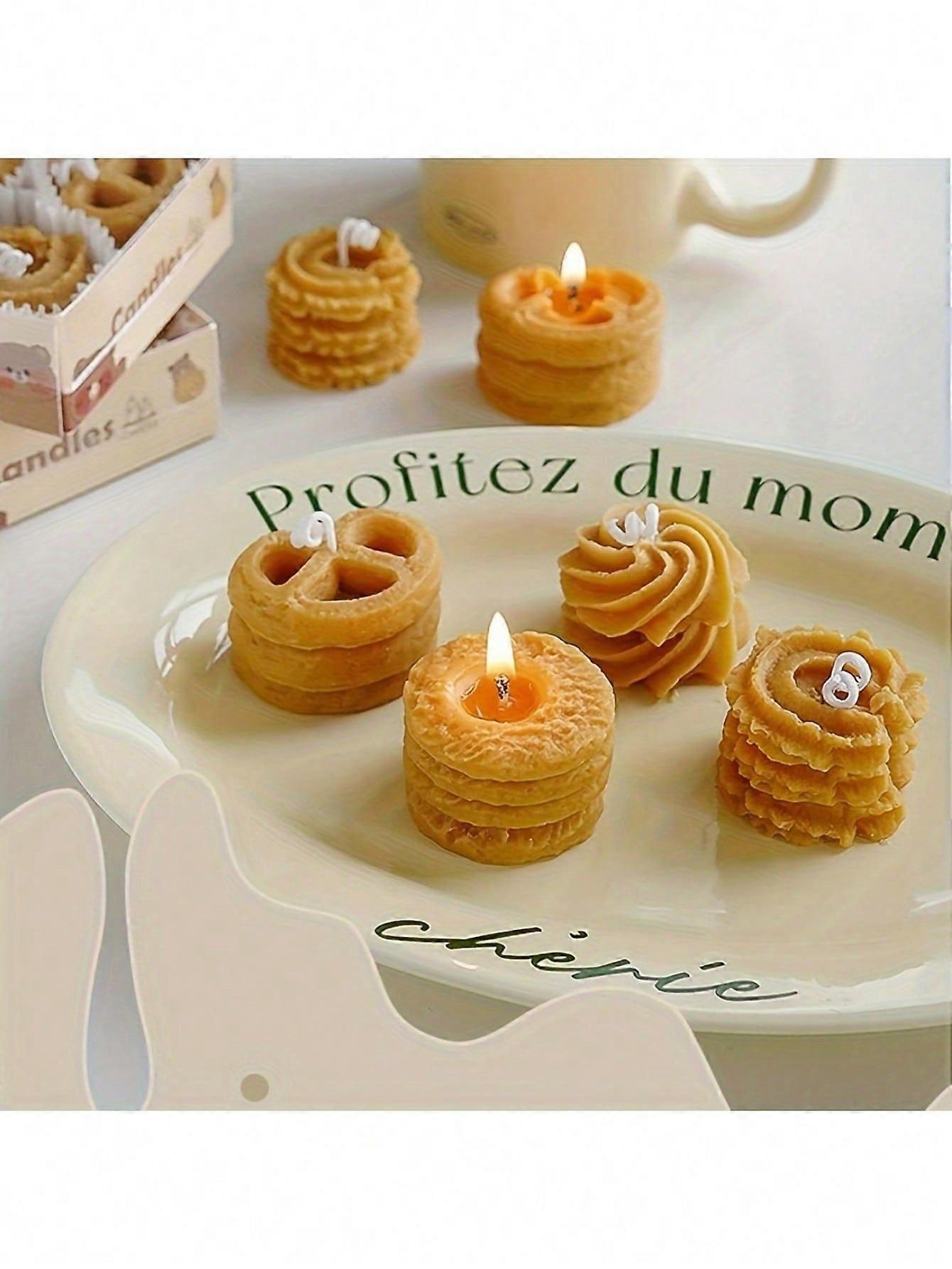 4 قطع كوكي معطرة شمعة هدية طقم ، ديكور المنزل الشموع العطر ، زخرفة حفلة عيد ميلاد