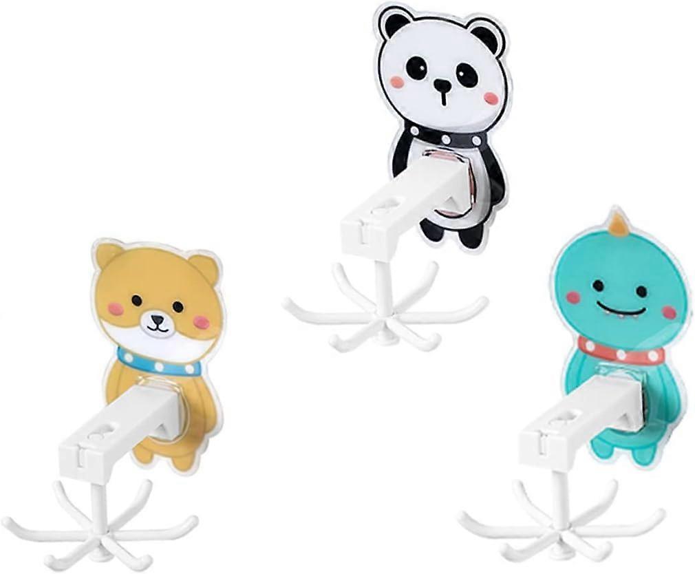 3Pcs Six-claw Hook Swivel Hooks Wall Hanger Storage Hook Lifting Hook Drop Shot Hooks Cartoon Six-claw Hooks PVC Hanging Hook