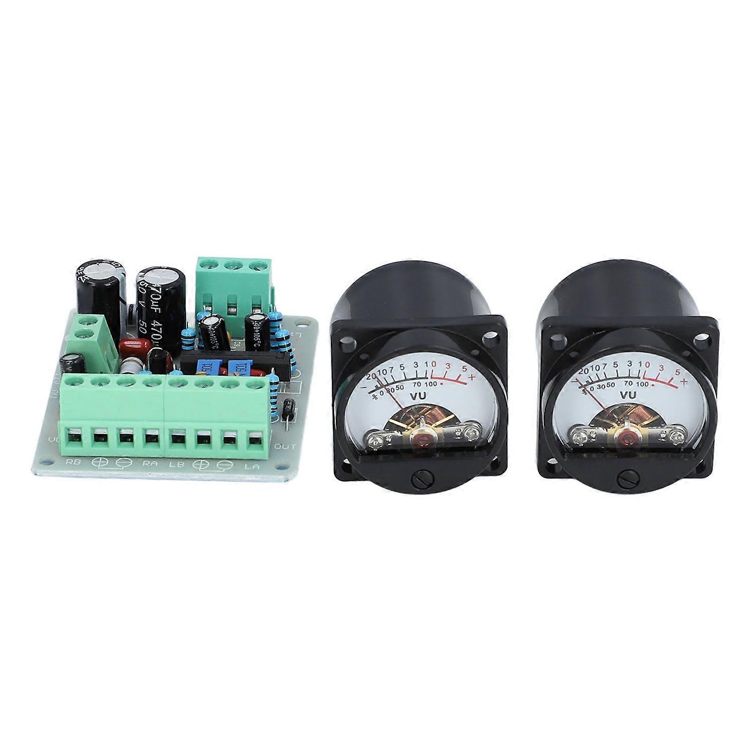 2 Pcs VU Meter Pointer Type LED Backlit VU Meter with Driver Board for Sound Devices 