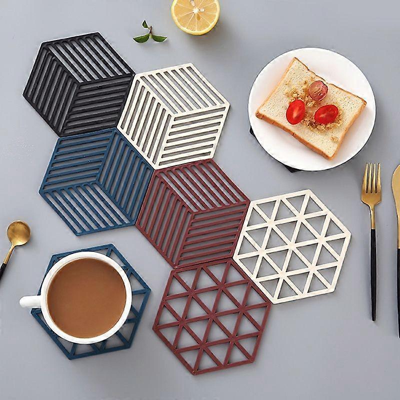 Hexagonal Grid Heat- Pot Mats Hexagonal Table Insulation Mats Silicone Pot Mats and Coasters
