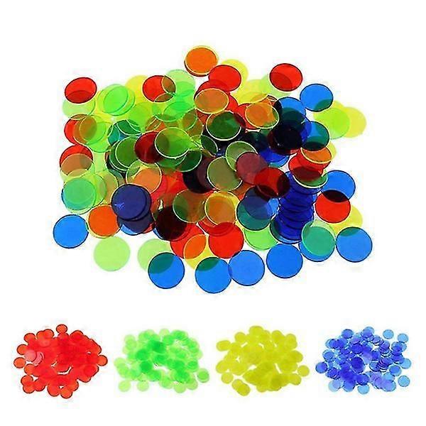 100pcs Colorful Transparent Bingo Game Accessories Counters Counting Bingo Chips Plastic Bingo Supplies Count Bingo Chips Mixed Color