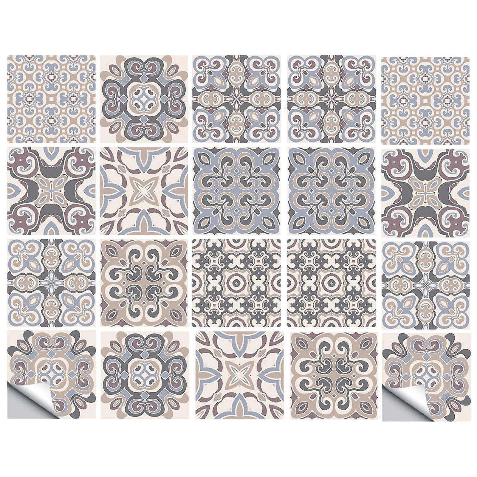 20pcs grey tile pattern tile wall sticker