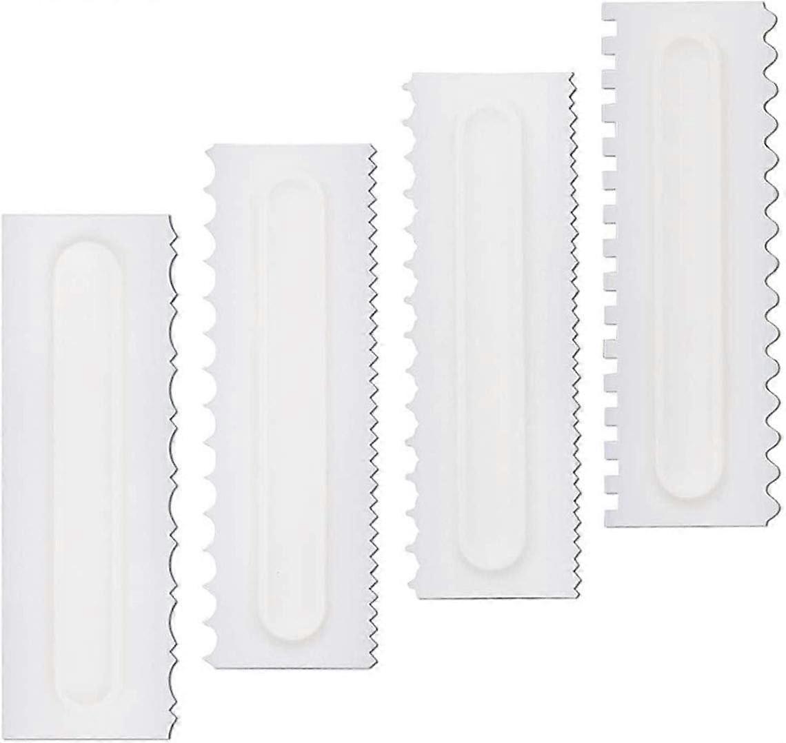 Decorative Comb and Icing Smoother Tool Scraper set of 4, Plastic Serrated Cake Scraper, Decorative Mousse Butter Cream Cake Edge Tool