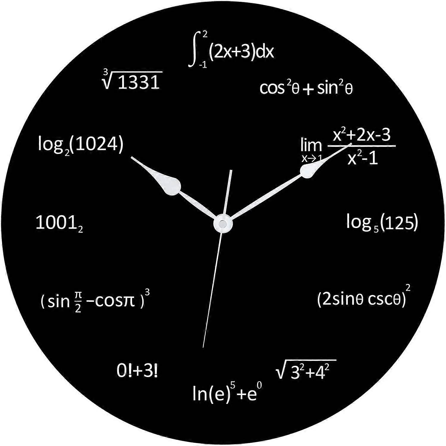 Wall Clock with Mathematical Expressions - 12" Wood Math Wall Clock