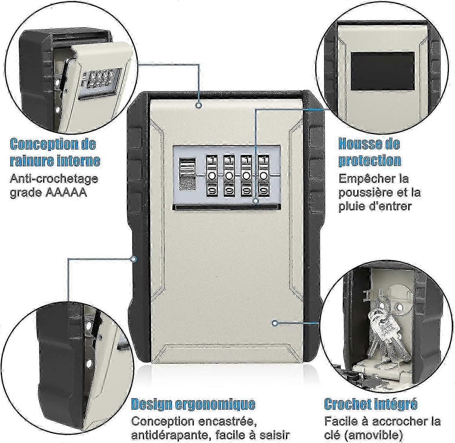 [2022 New Version] Secure Key Box, Waterproof Exterior 4-digit Lock Safe Box