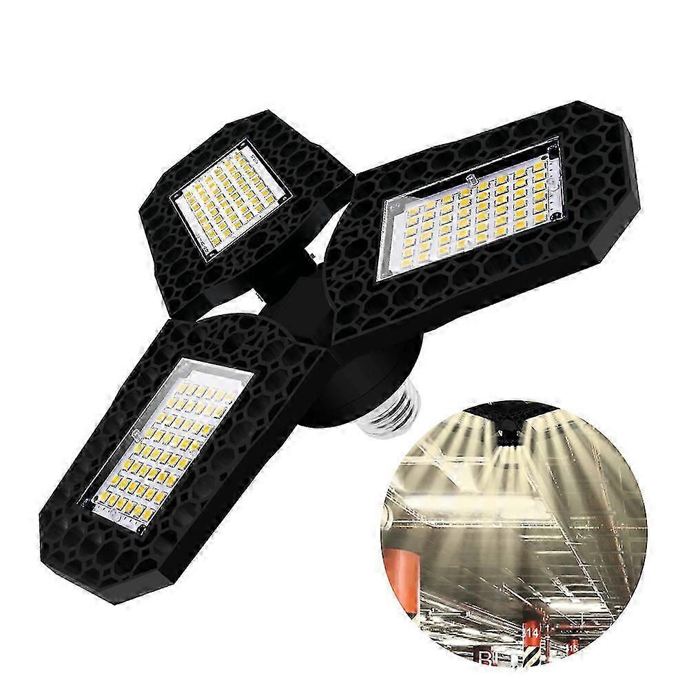 85-265V LED Garage Light 40W 3-Leaf Folding Mining Lamp Large Luminous Angle Ceiling Light for Factories, Garages, Basements