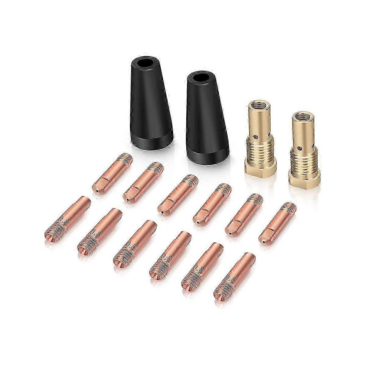 16PCS Flux Core Gasless Nozzle Tips Kit K3493-1, 0.030inch Contact Tips & Gas Diffusers with Centur