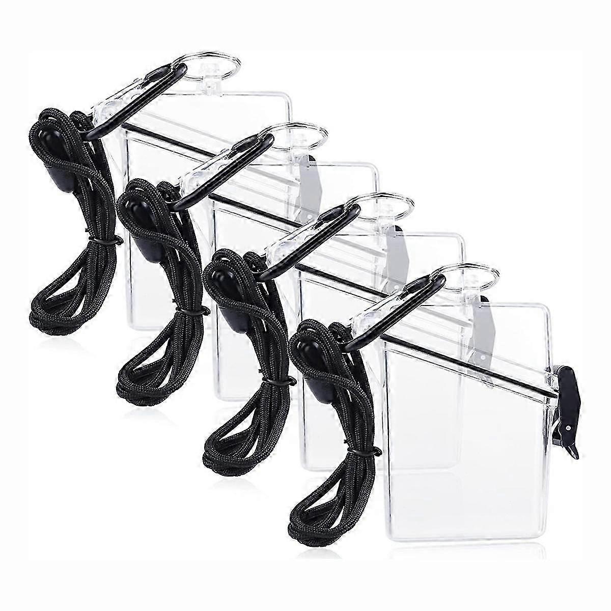 4 عبوات مقاومة للماء بطاقة الهوية حامل شارة مع الحبل ، حامل بطاقة مقاوم للماء واضح مع الحبل