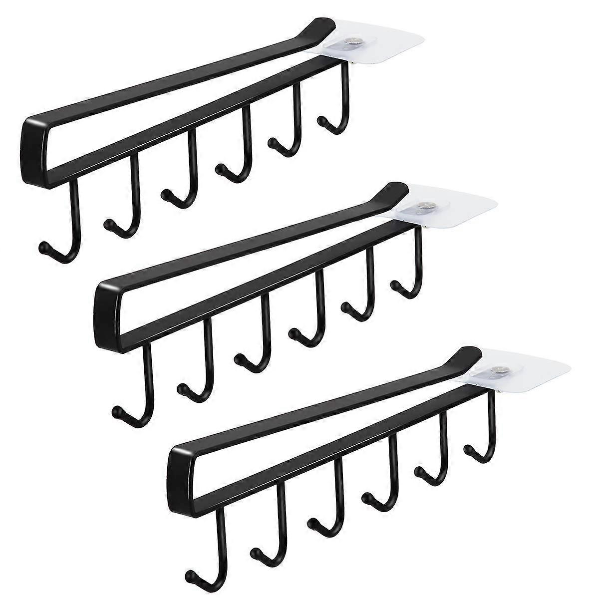 3 Pcs Black Under Cabinet Mug Holders, Adjustable Mounting, Space-Saving Design, Kitchen Storage Solutions
