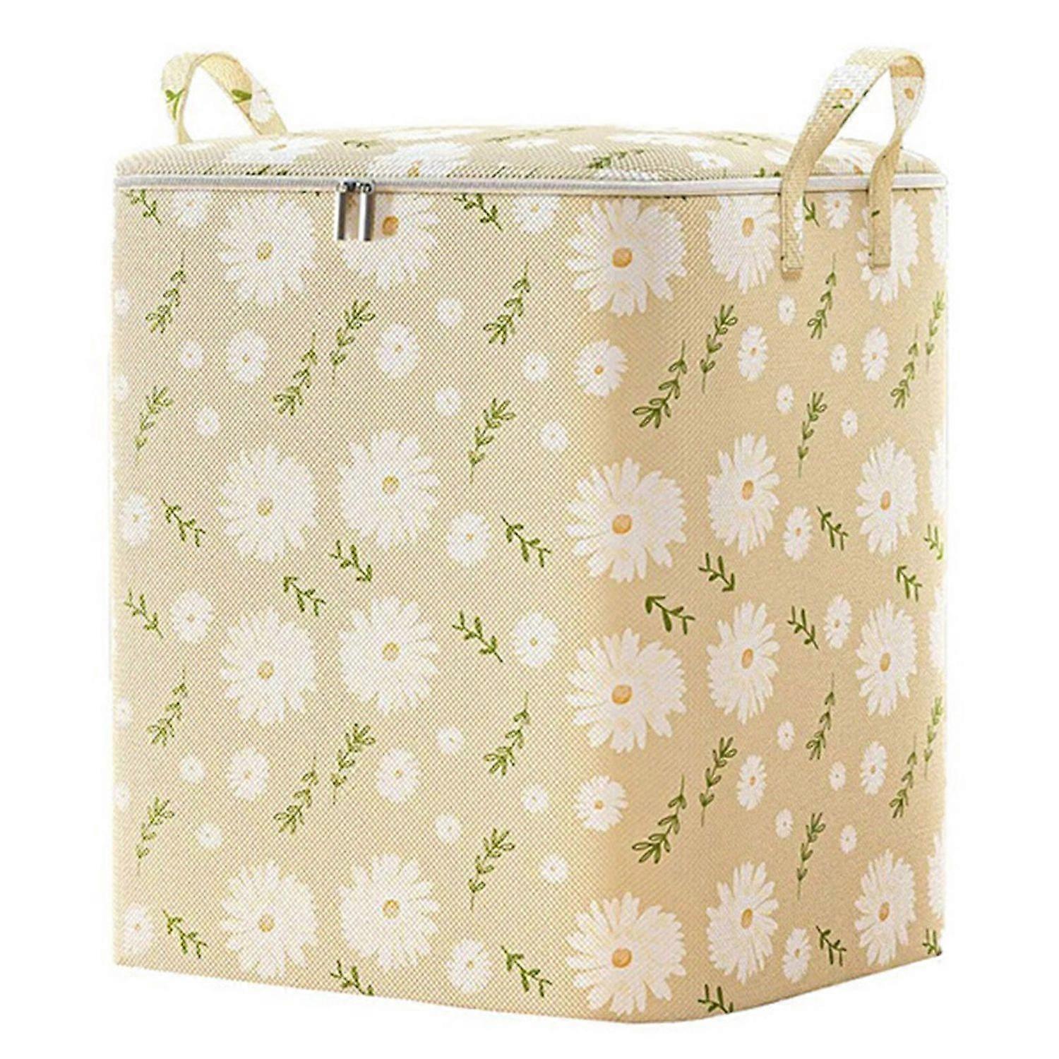 Clothes Storage Bag Large Capacity Flower Print Great Load Bearing Double Straps Dustproof