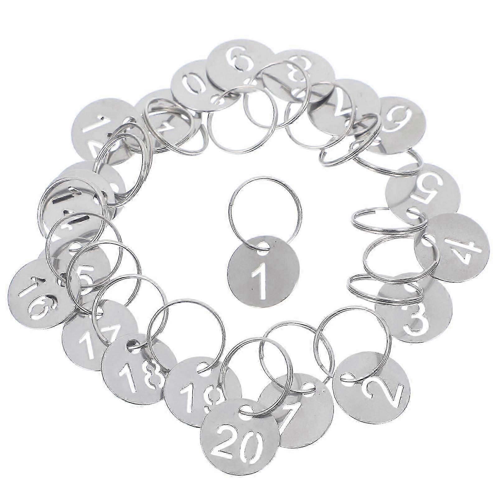 20pcs Round Numbered Tags Stainless Steel Number 1-20 Tags Metal Key Tags