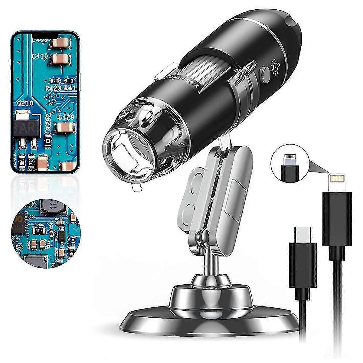 Digital Microscope Camera, Handheld USB 1440P HD Inspection Camera 50X-1600X Magnification Portable