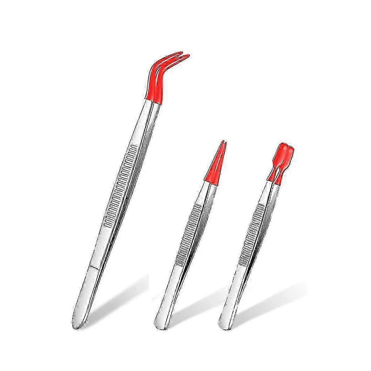 3 قطع ملاقط مع أطراف مطاطية ملاقط بولي كلوريد الفينيل المغلفة مجموعة ملاقط ، مطاط مستقيم ومسطح طرف T XXF