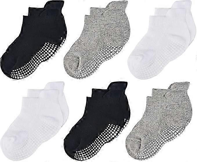 Cotton Breathable Mesh Anti-Slip/Slip Socks for Newborns and Toddlers 6 Pairs