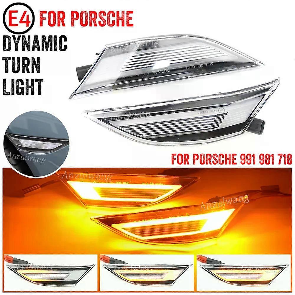 LED Side Marker Light Dynamic Turn Signal Lamp Amber Replace Sidemarker Smoke Lens For Porsche 991 981 718 2012-2016 Car Styling