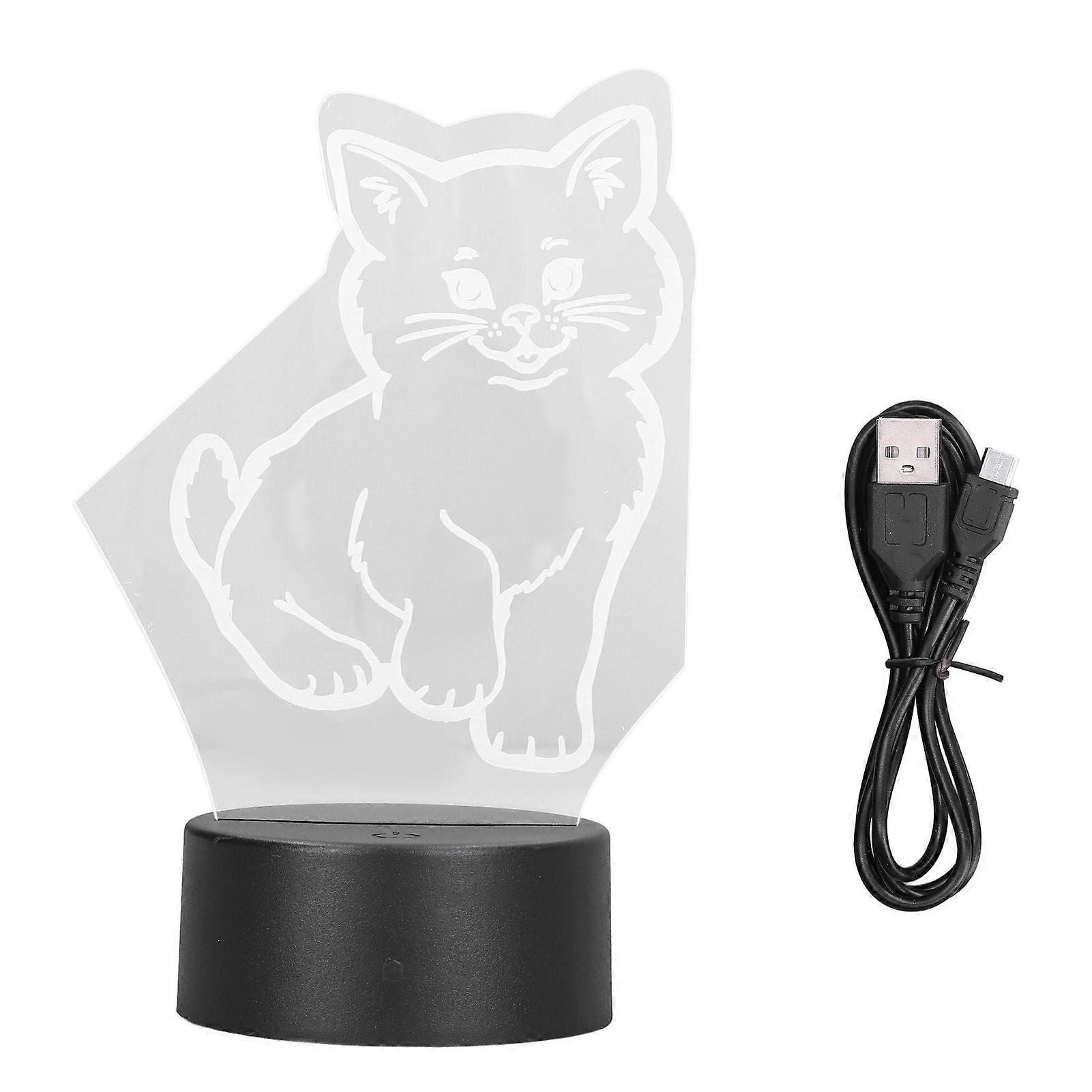 3D Cat Lamp Night Light with Adjustable Colors, Soft Warm Light, USB/Battery Powered, Easy Operation