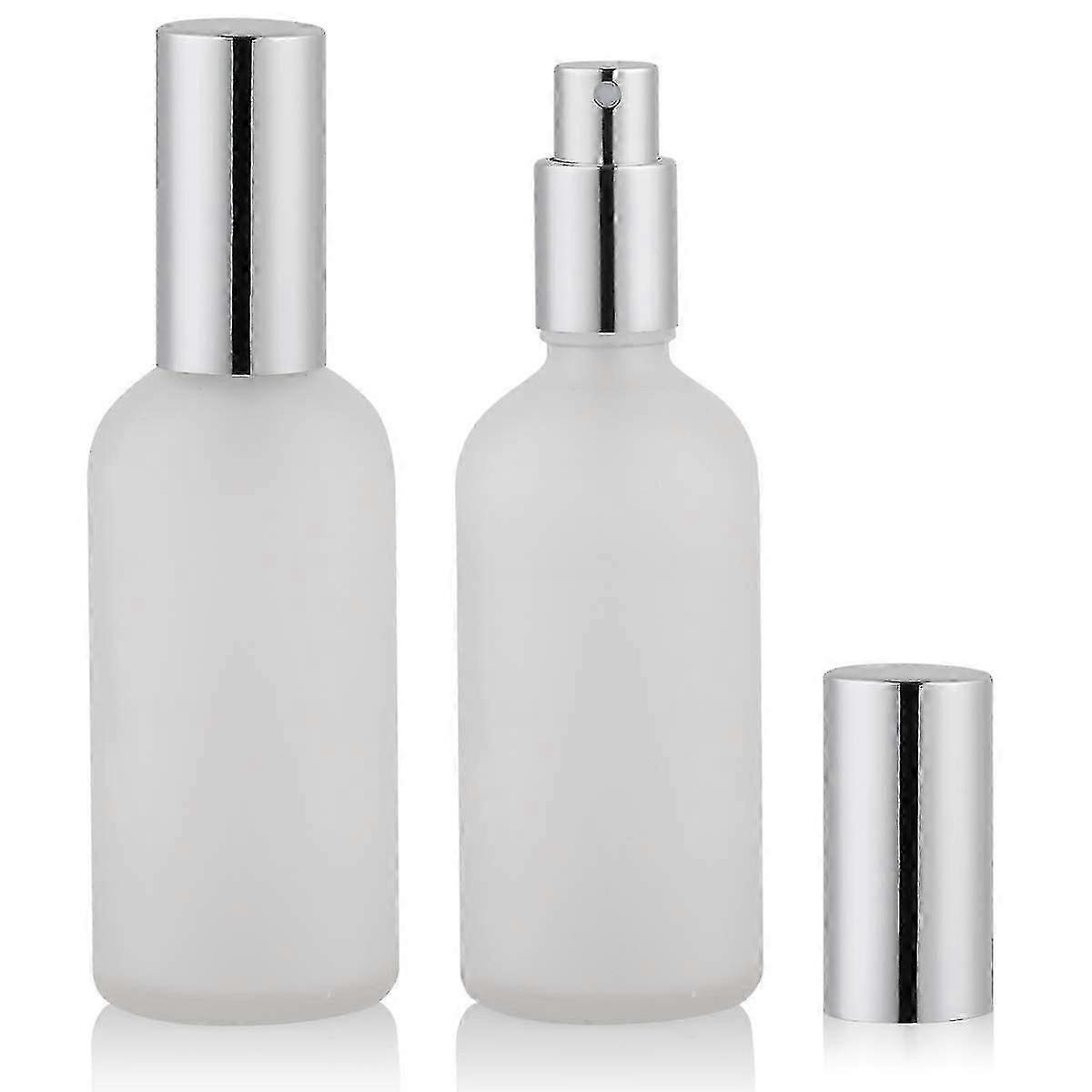 3.4 oz Frosted Glass Empty Spray Bottle, Perfume Atomizer(2-Pack)