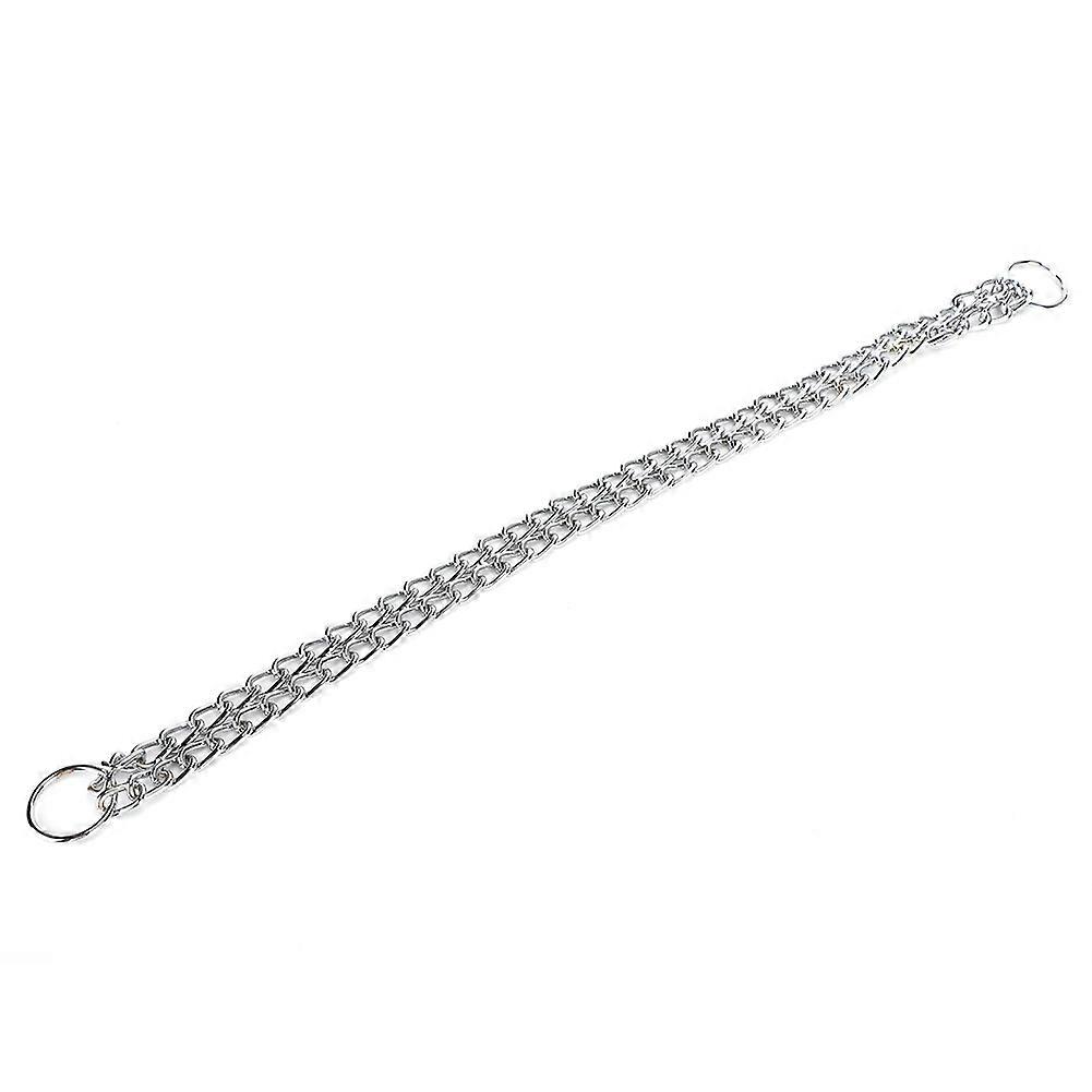 Double-Row Iron Chain Collar for Large Dogs - Durable Heavy-Duty Adjustable Dog Neckwear in Silver