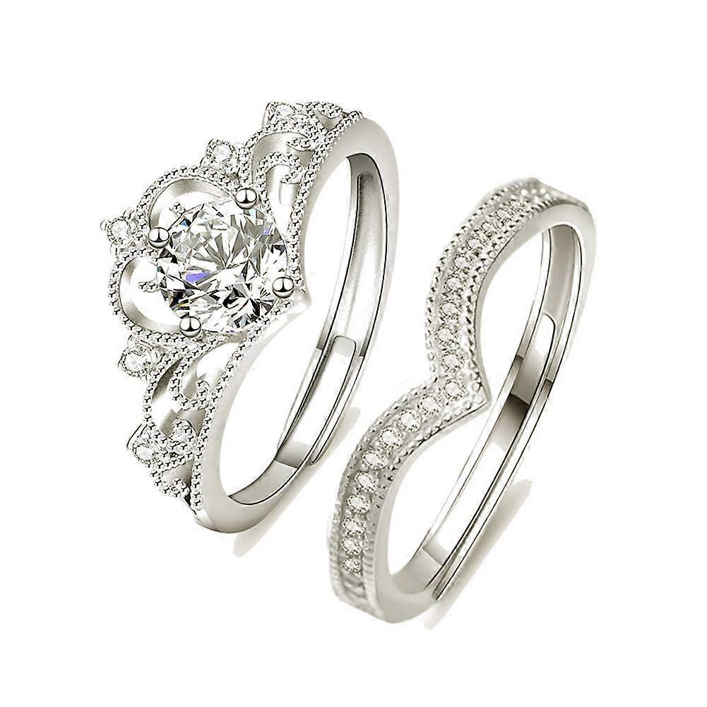 Crystal Crown Adjustable Ring Irregular Geometry Punk Vintage Rings Set