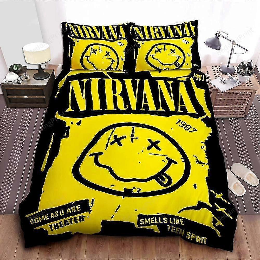 2025 v5293 Lakan Nirvana-logotyp luktar som tonåring ande påslakan set Doona överdrag lakan IU5293