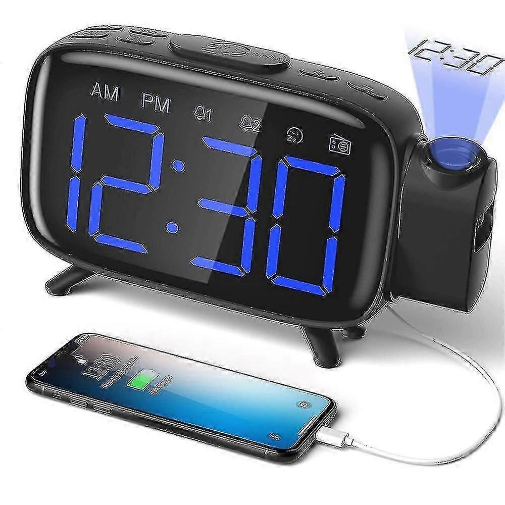 Projection Alarm Clock Seven Groups Of Alarm Clock Led Large Screen Display Temperature And Humidity Electronic Clock