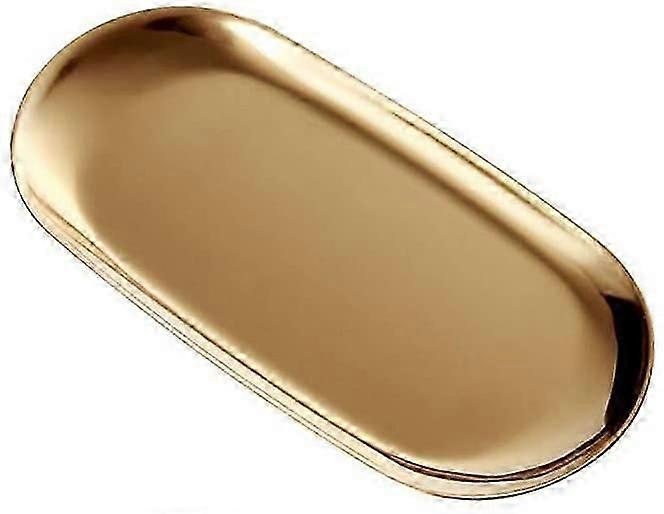 Gullfat. Rustfritt Stål Smykkebrett Baderomsoppbevaring Ovalt håndklebrett Te