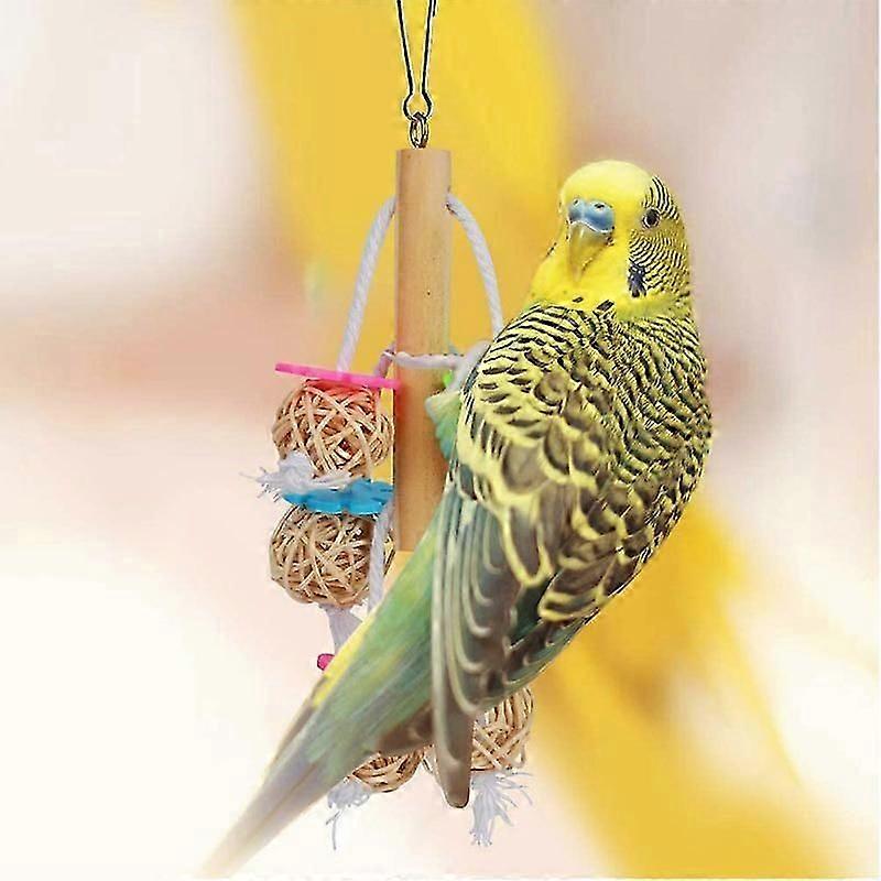 Picture of 8 packs of Bird Toys Natural Wood Hanging, Bird Cage Swing | Fruugo UK