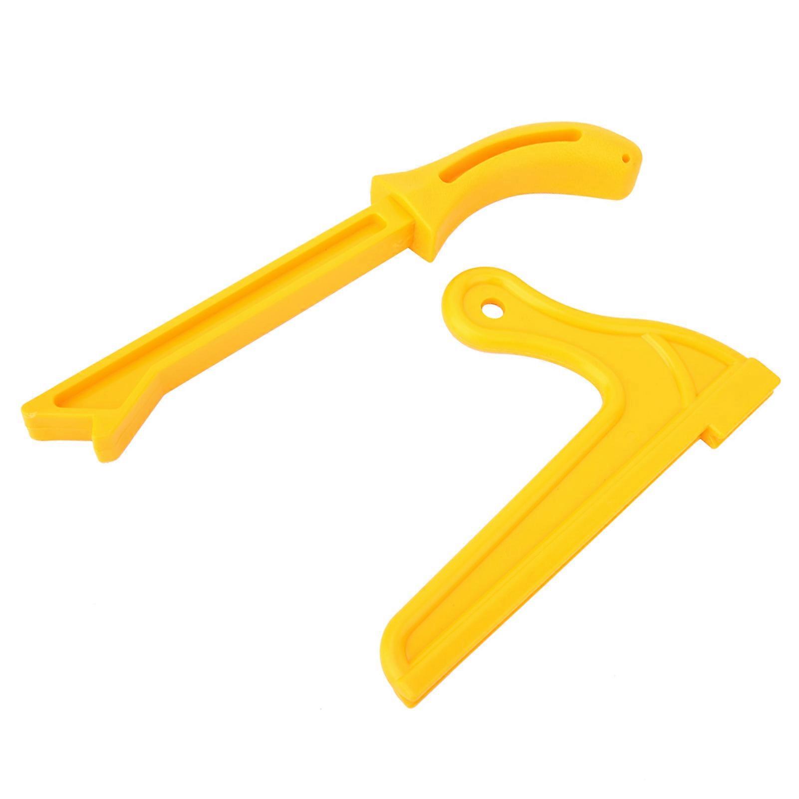 2pcs Yellow Plastic 2-in-1 Wood Saw Push Stick Practical Safety Push Block Woodworking Tool 