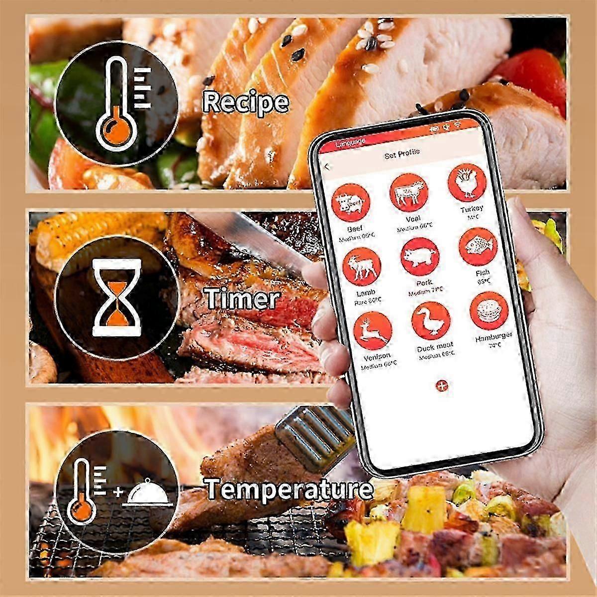 Wireless Meat Thermometer Digital Thermometer with Wireless Probe 800Ft Remote Range Food Thermometer for BBQ, Grill