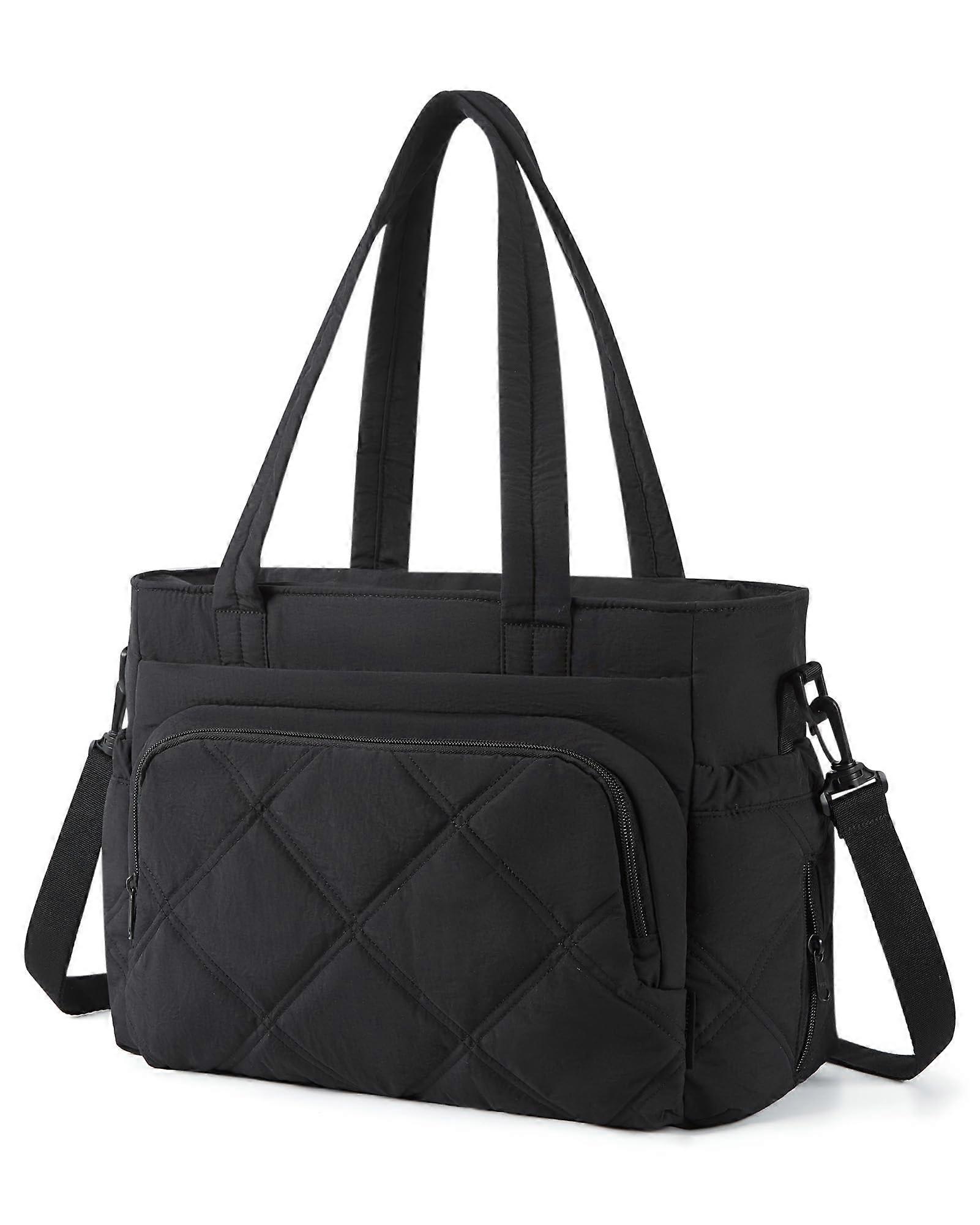Large Insulated Quilted Puffer Lunch Bag with Multiple Pockets for Work and Outdoor Use, Durable and Spacious Design
