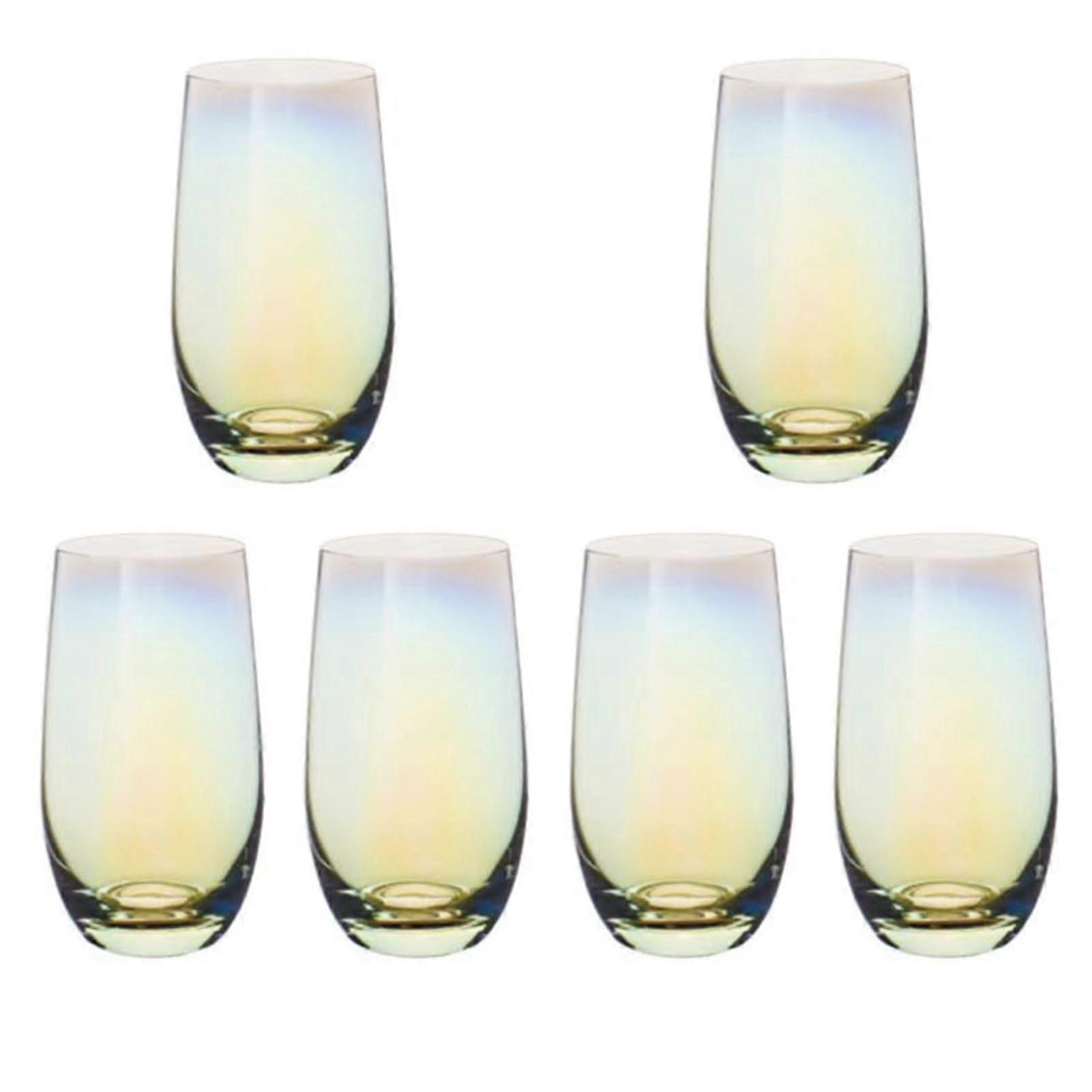 Drinking Glasses Set of 6 - 13.3 oz Iridescent Highball Water Glasses for Juice, Beer, Cocktails, and Mixed Drinks