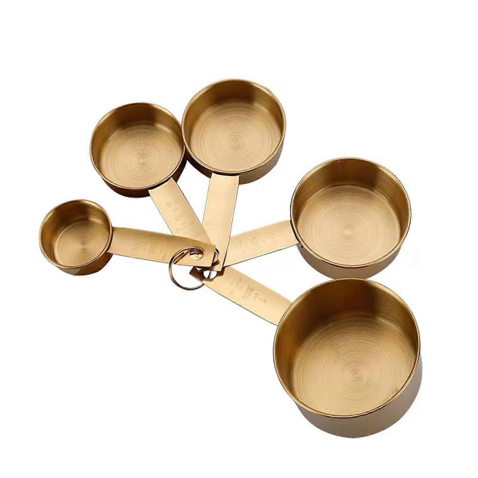 5 Piece Stainless Steel Measuring Cups Set for Baking, Cooking, and Kitchen Use - Durable, Nesting Design, Metric & US Measurements