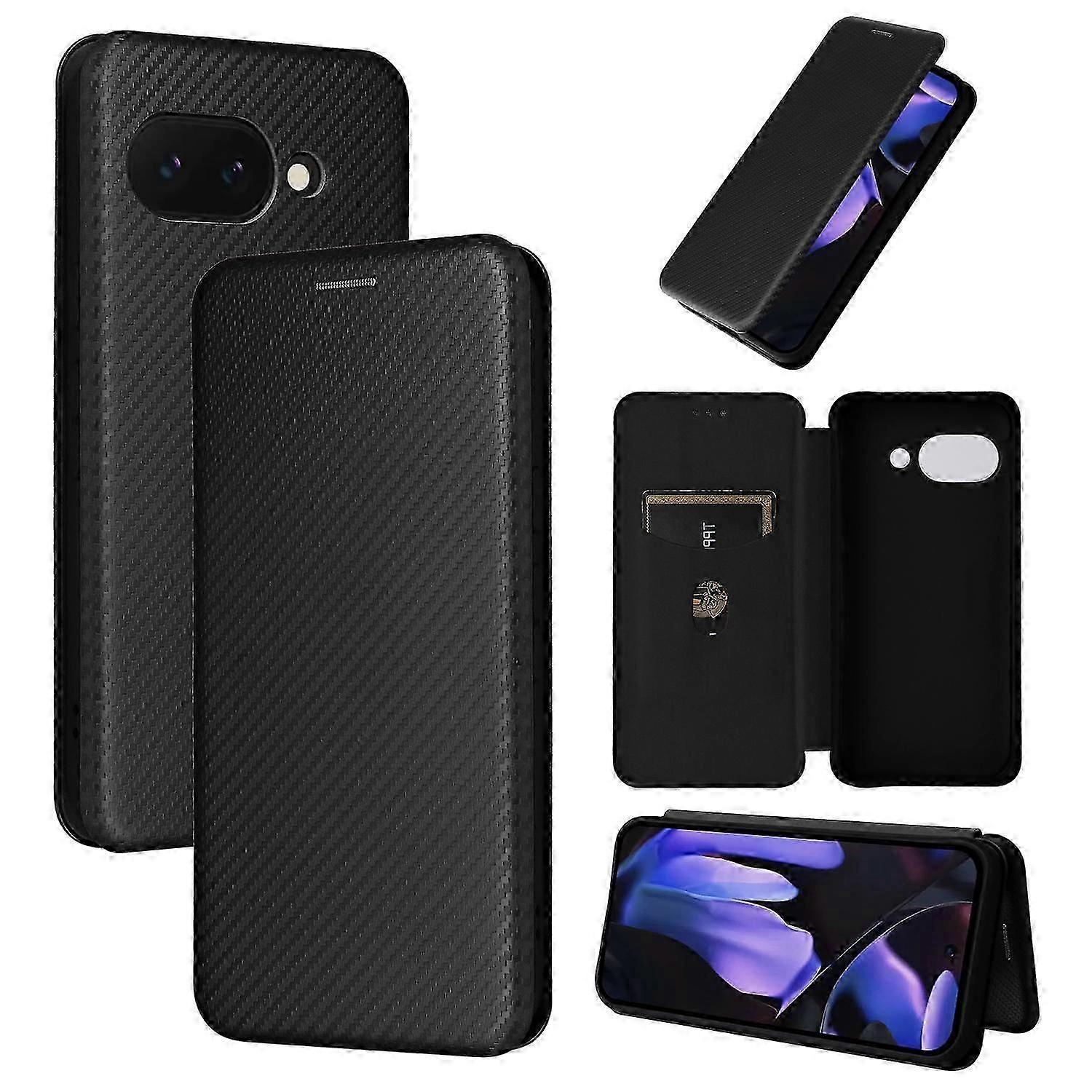 Kolfiber Textur Flip Läder Telefonfodral