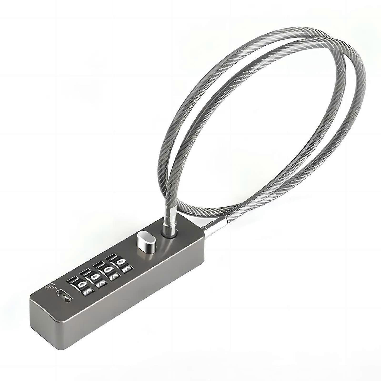 Cable Locks with Combination - 23.5 Inch Steel Cable Rope, 4-Digit Resettable Lock for Bikes, Lockers, and Small Fences, Gun Grey