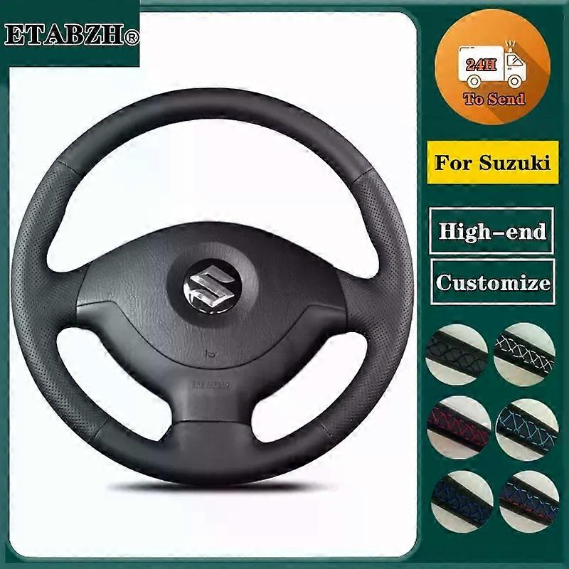 Geflochtene Autolenkradabdeckung für Suzuki Jimny 2007-2012 Handnähen Mikrofaser Leder Lenkung Wrap Autozubehör