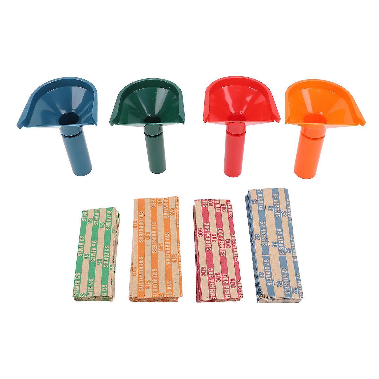Multifunctional Coin Sorter Tube Funnel Shaped ABS Coin Storage for Bank Use with Wrappers Durable and Easy to Use