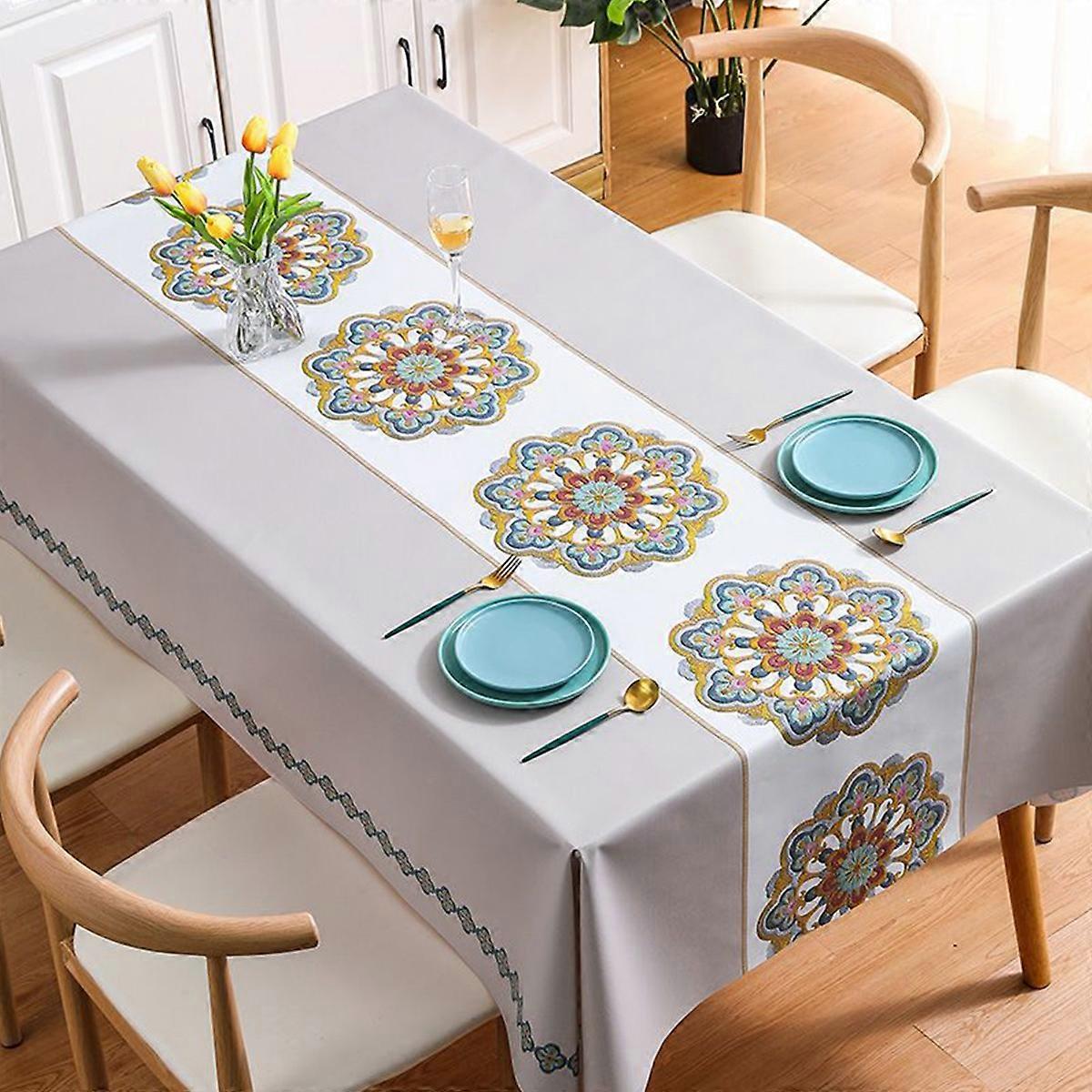 Rectangular printed geometric design washable kitchen table top Fashion tablecloth
