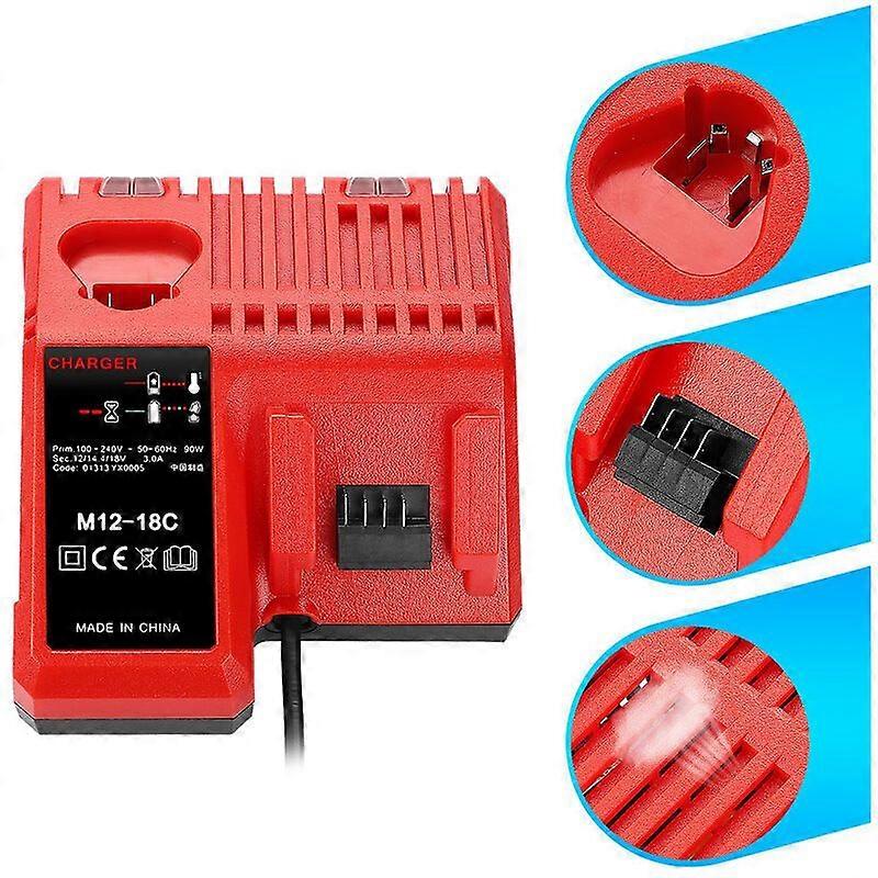 Li-ion Battery Charger for Milwaukee 12V 14.4V 18V Lithium Battery C1418C 48-11-1815/1828/1840 M18 M14 M12